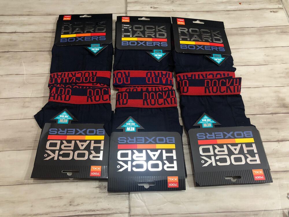 Rock Hard Boxer Trunks Mens Large Blue Slim Fit Briefs Black Cotton 6 Pack A3